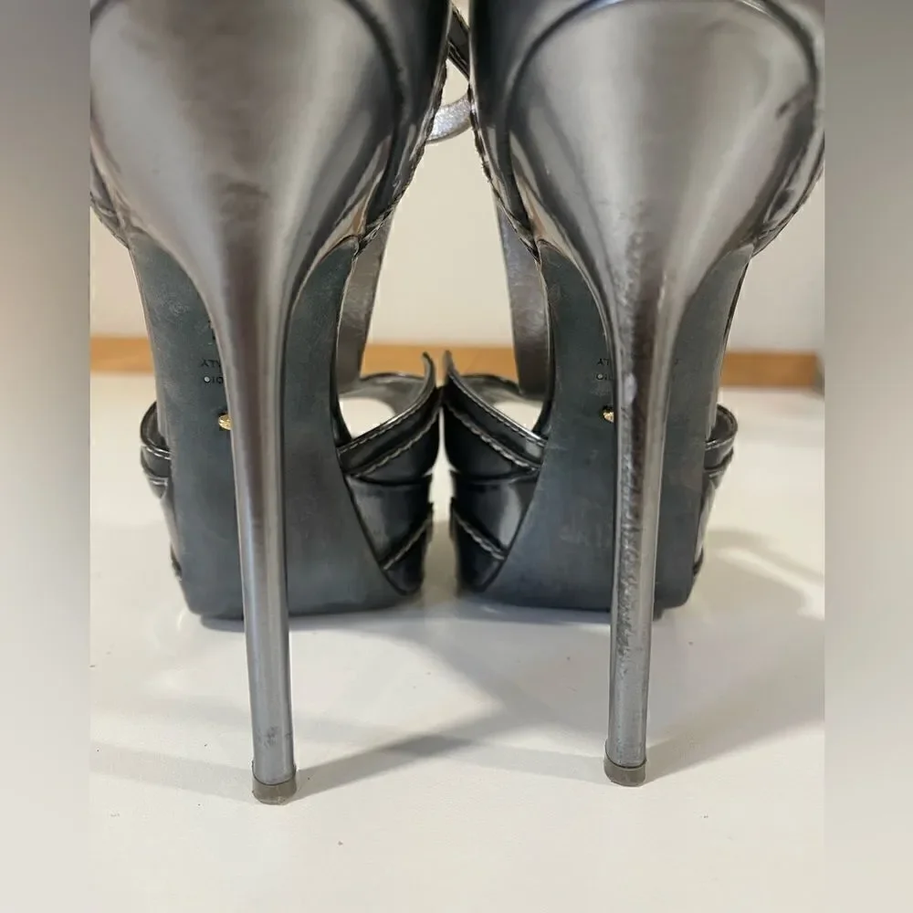 Sergio Rossi Silver/Gray Metallic Heels